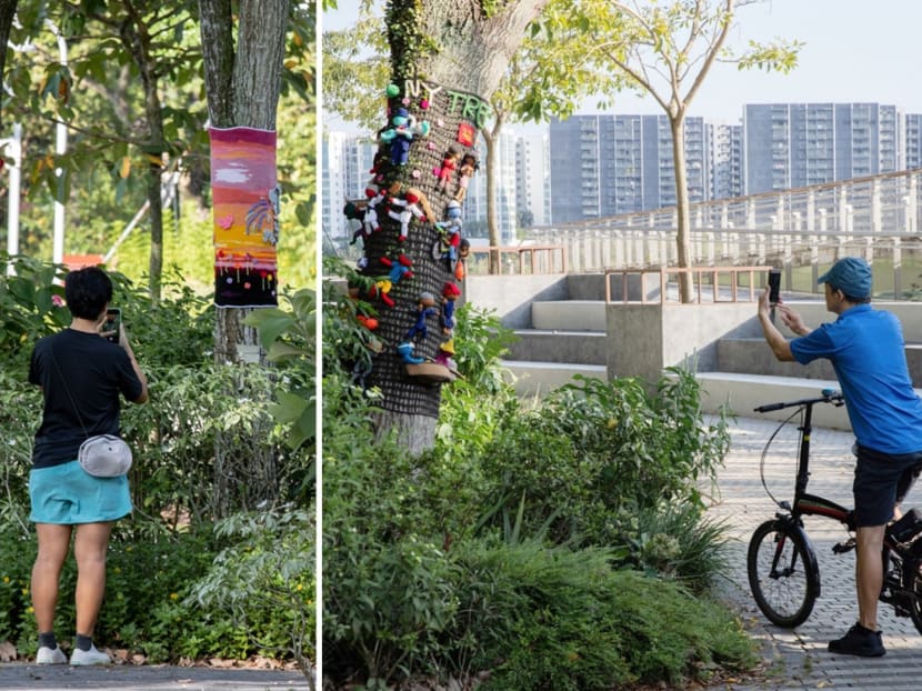 Treehuggers of a knitted sort National Day ‘yarn bombing’ at Jurong