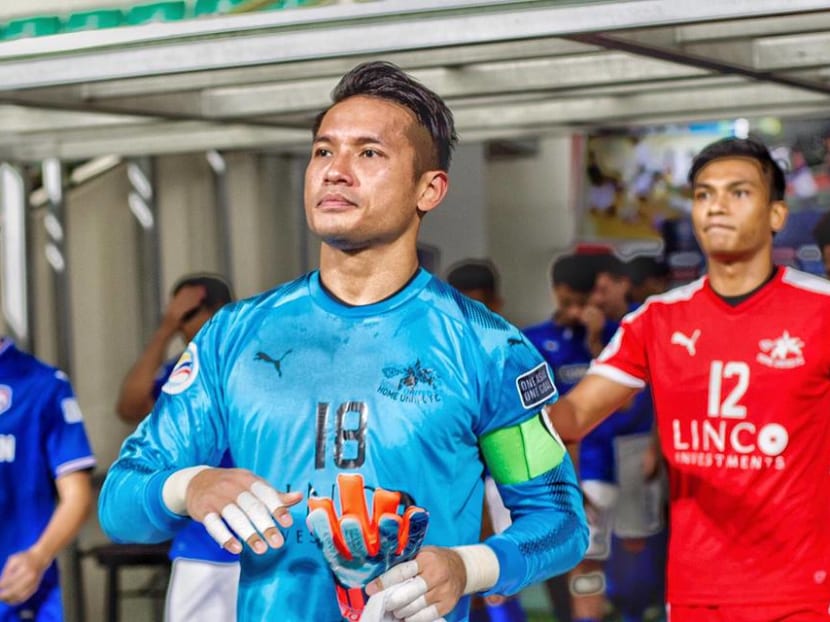 Home United and Singapore goalkeeper Hassan Sunny is in stable condition after suffering a broken nose and a dislocated shoulder on Friday. Photo: Home United Facebook Page