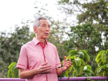 Prime Minister Lee Hsien Loong at Gardens by the Bay, where he recorded his 2022 National Day message.