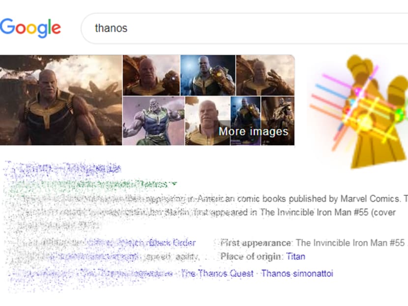 Infinity Whoa: Watch Thanos wipe out half your Google search results Infinity Whoa: Watch Thanos wipe out half your Google search results
