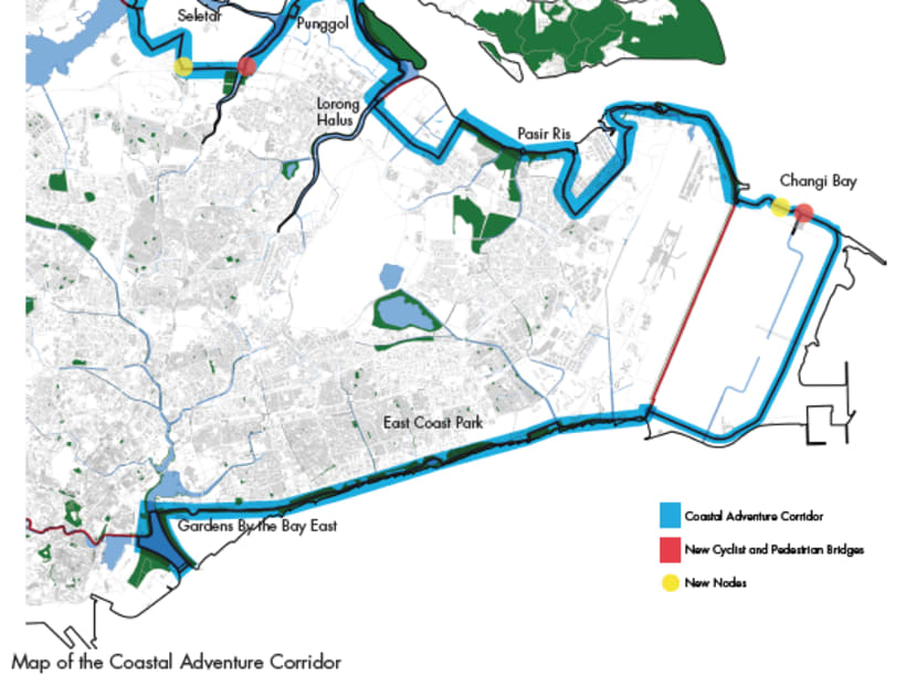 A map of the Coastal Adventure Corridor. Photo: National Parks Board