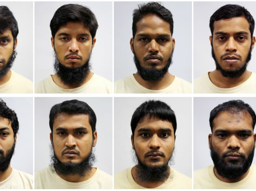 The eight Bangladeshi nationals who were detained in Singapore for terror-related activities. Photo: Ministry of Home Affairs