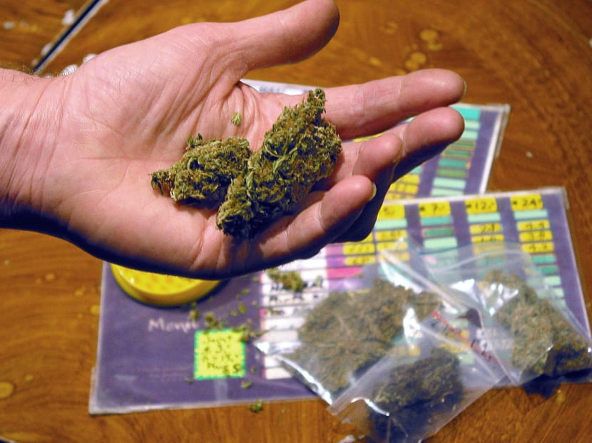 A man holds cannabis at a coffee shop in Amsterdam. AFP file photo