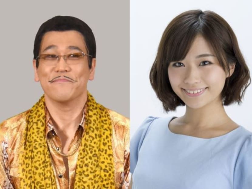 Comedian Piko Taro, best known for his viral hit song "Pen-Pineapple-Apple-Pen," announced Friday (Aug 4) he has tied the knot with model girlfriend Hitomi Yasueda. Photo: Kyodo News