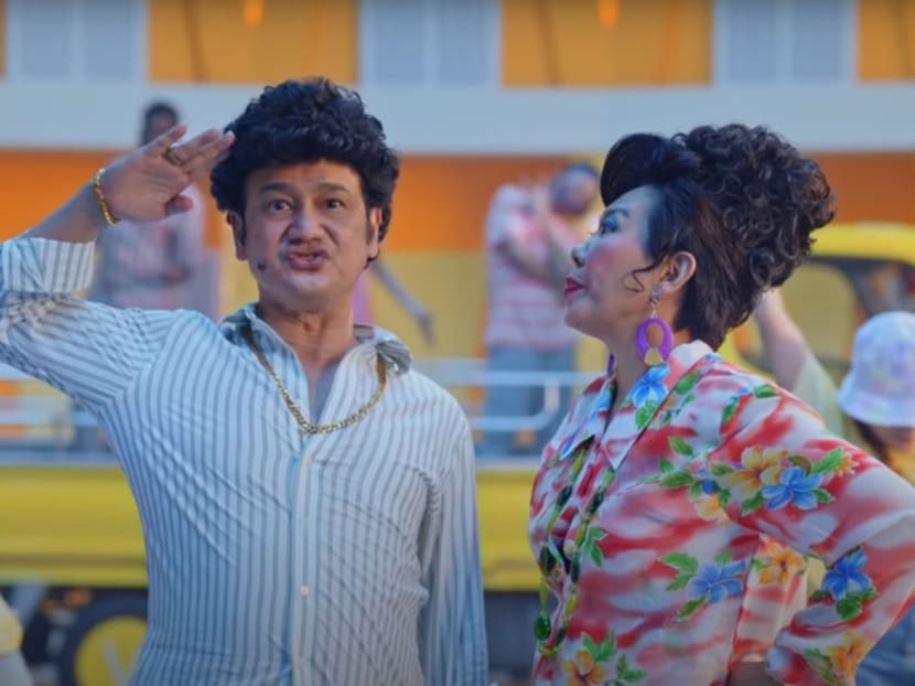 Gurmit Singh, playing Phua Chu Kang, and Irene Ang, playing his wife Rosie, in the public service video on Covid-19 vaccination entitled Get Your Shot, Steady Pom Pi Pi.