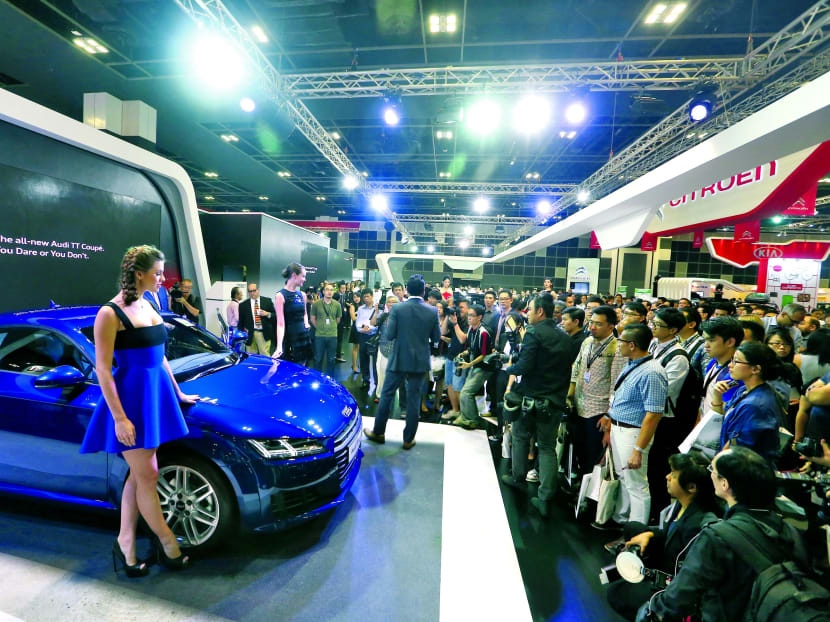The crowd gathering at one of the previous editions of the Singapore MotorShow held at the Suntec Singapore Convention & Exhibition Centre. TODAY file photo