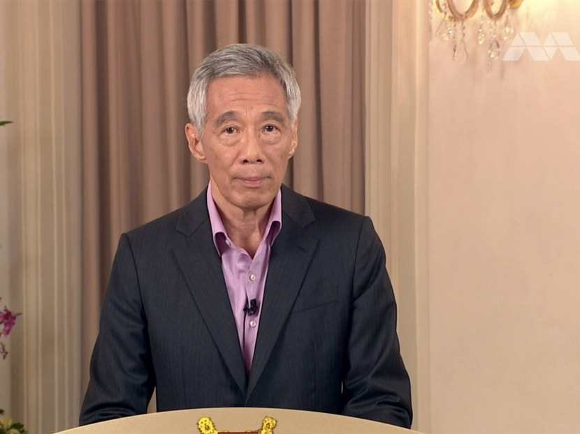 Prime Minister Lee Hsien Loong speaks in a live broadcast to the nation on May 31, 2021.