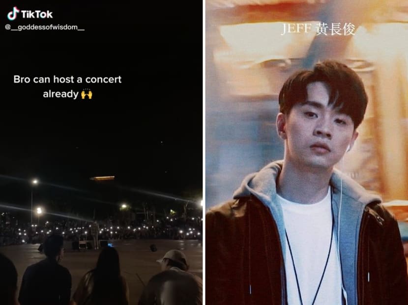 Musician Jeff Ng's busking performances have been going viral on TikTok, with spectators seen waving flashlights from their mobile phones, concert-style. Musician Jeff Ng's busking performances have been going viral on TikTok, with spectators seen waving flashlights from their mobile phones, concert-style.