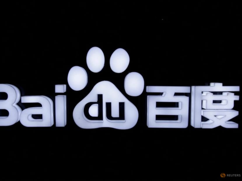 FILE PHOTO: Baidu's logo is pictured at the 2018 Baidu World conference and exhibit to showcase its latest AI technology in Beijing, China, November 1, 2018. REUTERS/Jason Lee