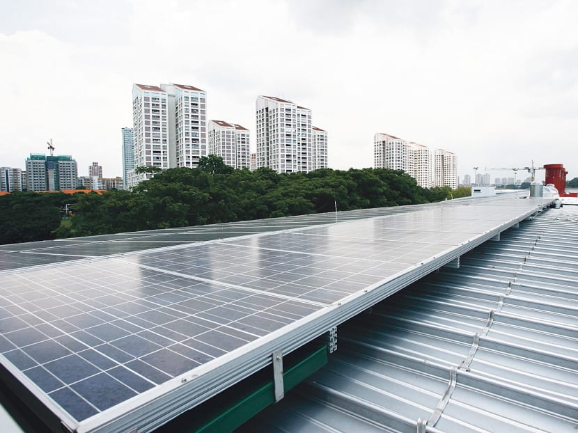 Solar panels on a building called the Zero Energy Building. TODAY file photo