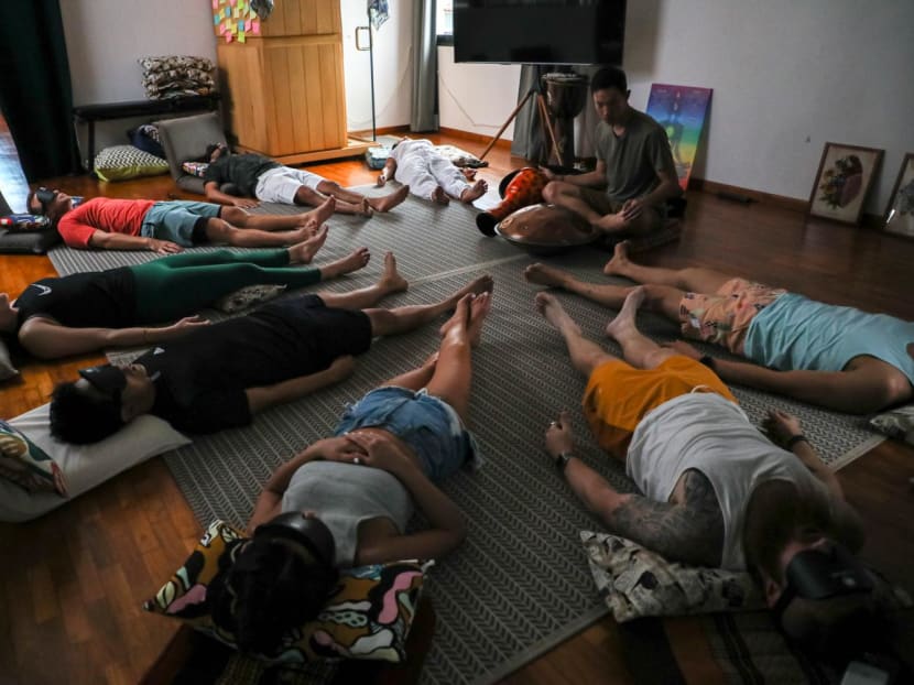 A Wim Hof breathing session conducted by instructor Tan Chun Yih on March 16, 2024.