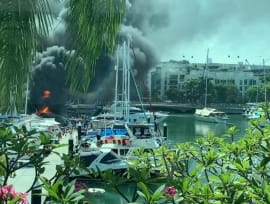 Fire on boat at keppel