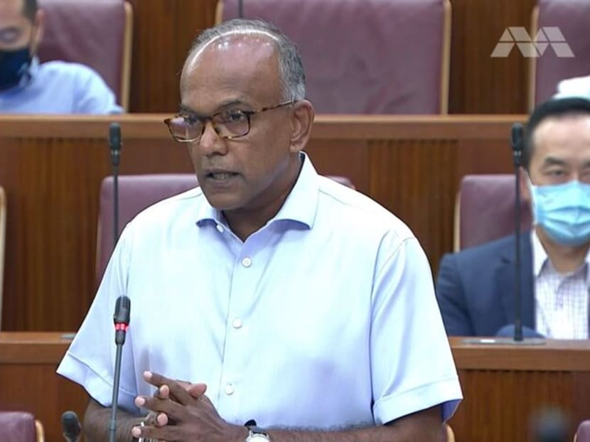 Law and Home Affairs Minister K Shanmugam in Parliament on May 11, 2021,