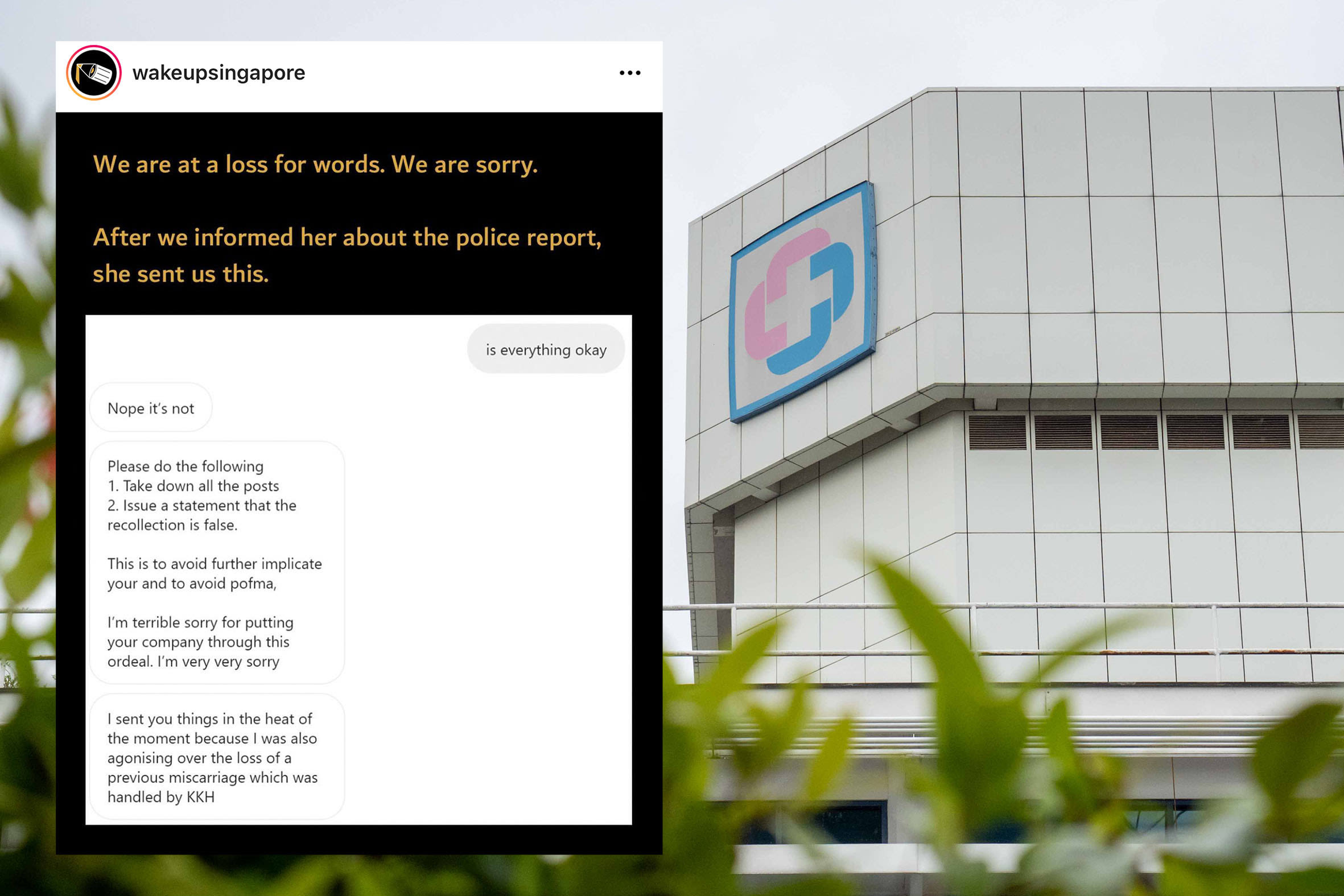 Wake Up, Singapore apologises for publishing false claims against KKH, says it was lied to over miscarriage case Wake Up, Singapore apologises for publishing false claims against KKH, says it was lied to over miscarriage case