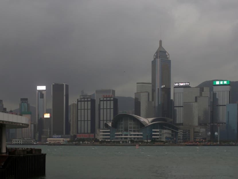 The Hong Kong skyline, as Typhoon Haima approaches the city. Photo: Reuters