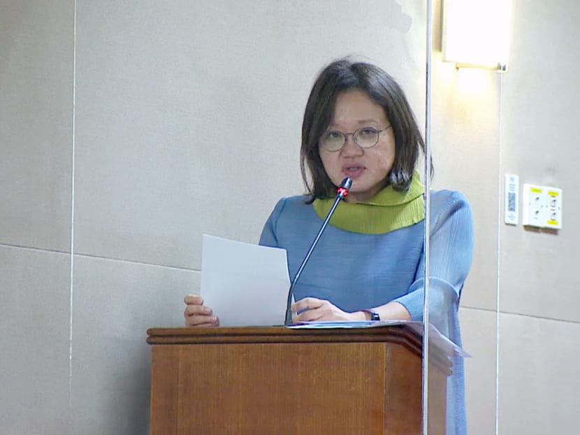 Workers' Party chairman Sylvia Lim speaking in Parliament on Nov 4, 2020.