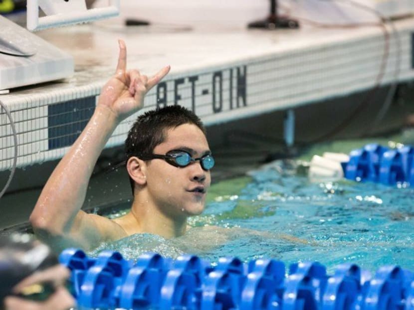 Singaporean national swimmer Joseph Schooling after winning the men's 100-yard butterfly finals at the NCAA swimming championships this morning (March 28). Photo: Tim Binning/theswimpictures