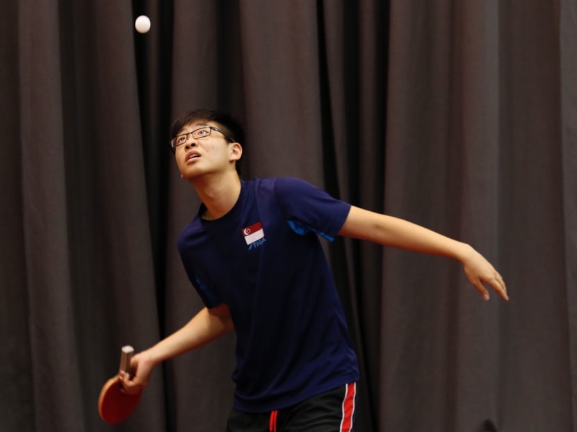 Ethan Poh, 18, has been touted as one of the rising stars of Singapore table tennis. Photo: Najeer Yusof