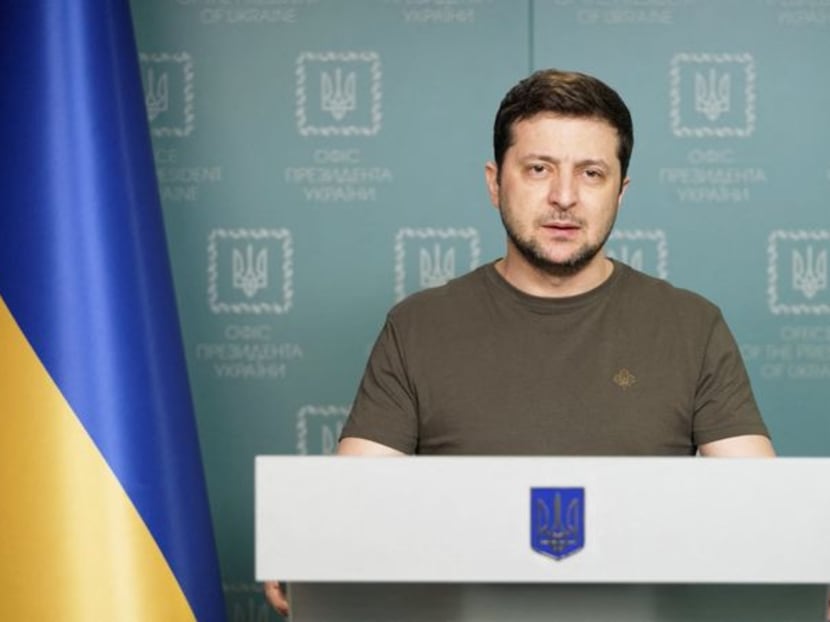 Ukrainian President Volodymyr Zelenskiy appeals to Russians to stage protests over Russian forces' seizure of the Zaporizhzhia nuclear power plant, the largest in Europe, during an address from Kyiv, Ukraine March 4, 2022 in this still image from video. Courtesty of Ukrainian Presidential Press Service/Handout via REUTERS 