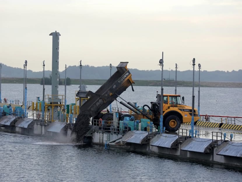 Waste being dumped at Semakau landfill.