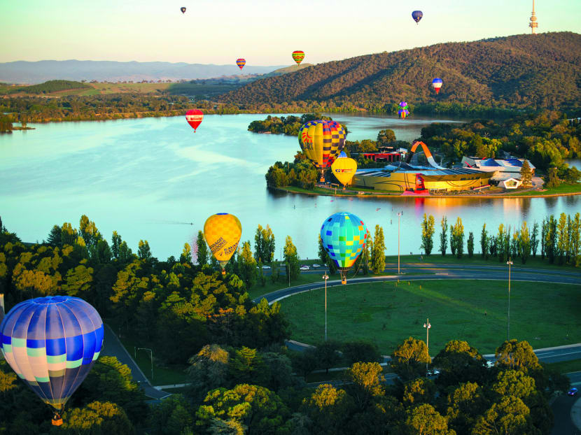 Canberra's National Museum of Australia during the annual Balloon Spectacular. Photo: VisitCanberra