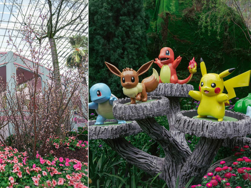 Pikachu and other Pokémon are now at the sakura floral display at Gardens By The Bay Pikachu and other Pokémon are now at the sakura floral display at Gardens By The Bay