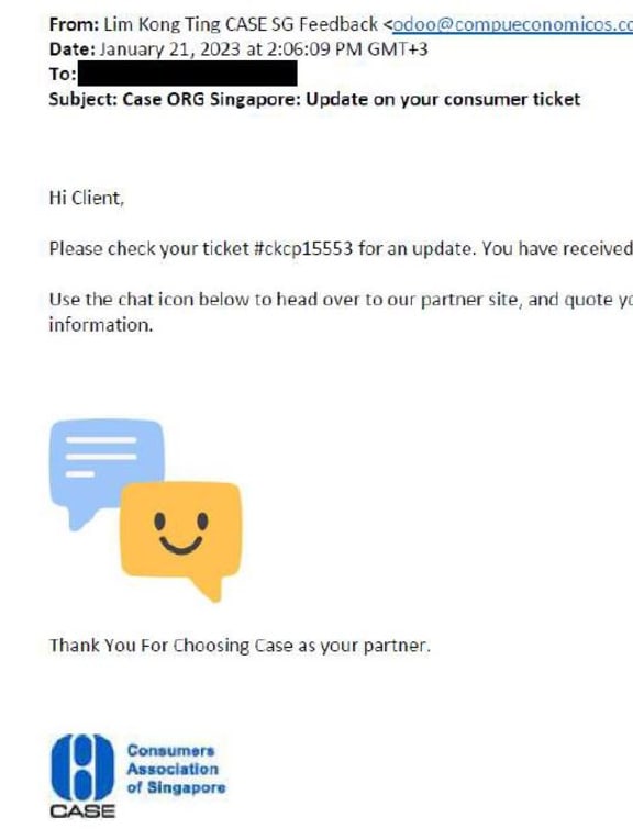 A phishing email impersonating Consumers Association of Singapore officers. A phishing email impersonating Consumers Association of Singapore officers.
