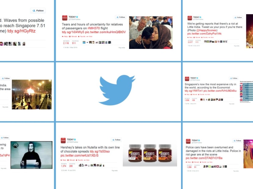 @TODAYonline's top eight retweeted tweets. Photo: Twitter