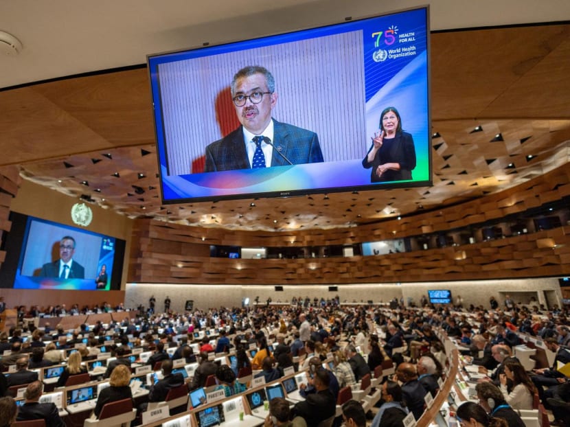 Director-General of the World Health Organisation Tedros Adhanom Ghebreyesus attends the World Health Assembly at the United Nations in Geneva, Switzerland on May 21, 2023.