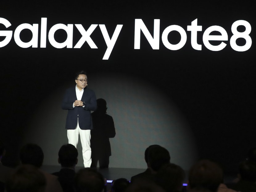 Koh Dong-jin, president of mobile business at Samsung Electronics, seen here speaking at the media day for the Samsung Galaxy Note8. Photo: AP