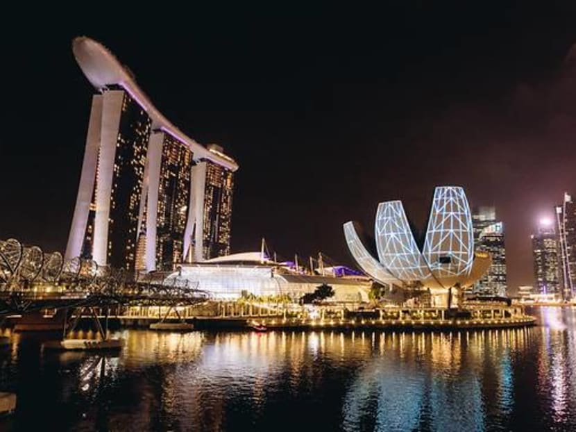 The Light Projection Show at the ArtScience Museum as part of Marina Bay Singapore Countdown 2018.
