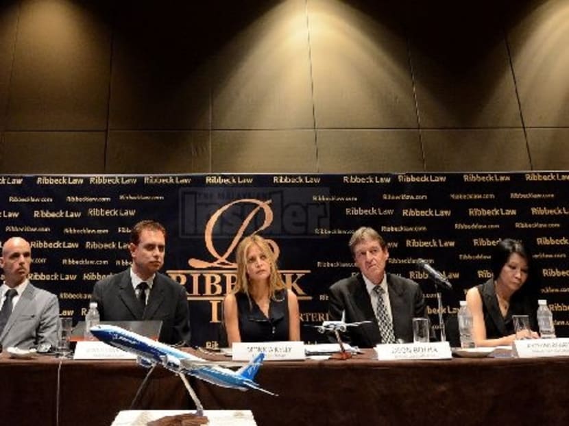 Ms Monica Kelly (centre) with other lawyers from Ribbeck Law Chartered at a press conference in Kuala Lumpur last month. - Photo: The Malaysian Insider