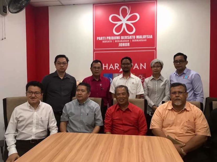 Pakatan Harapan deputy president and the Opposition coalition pact’s Johor state chairman Muhyiddin Yassin (in red) during a media conference at the Johor PPBM headquarters in Kempas. Photo: Malay Mail Online