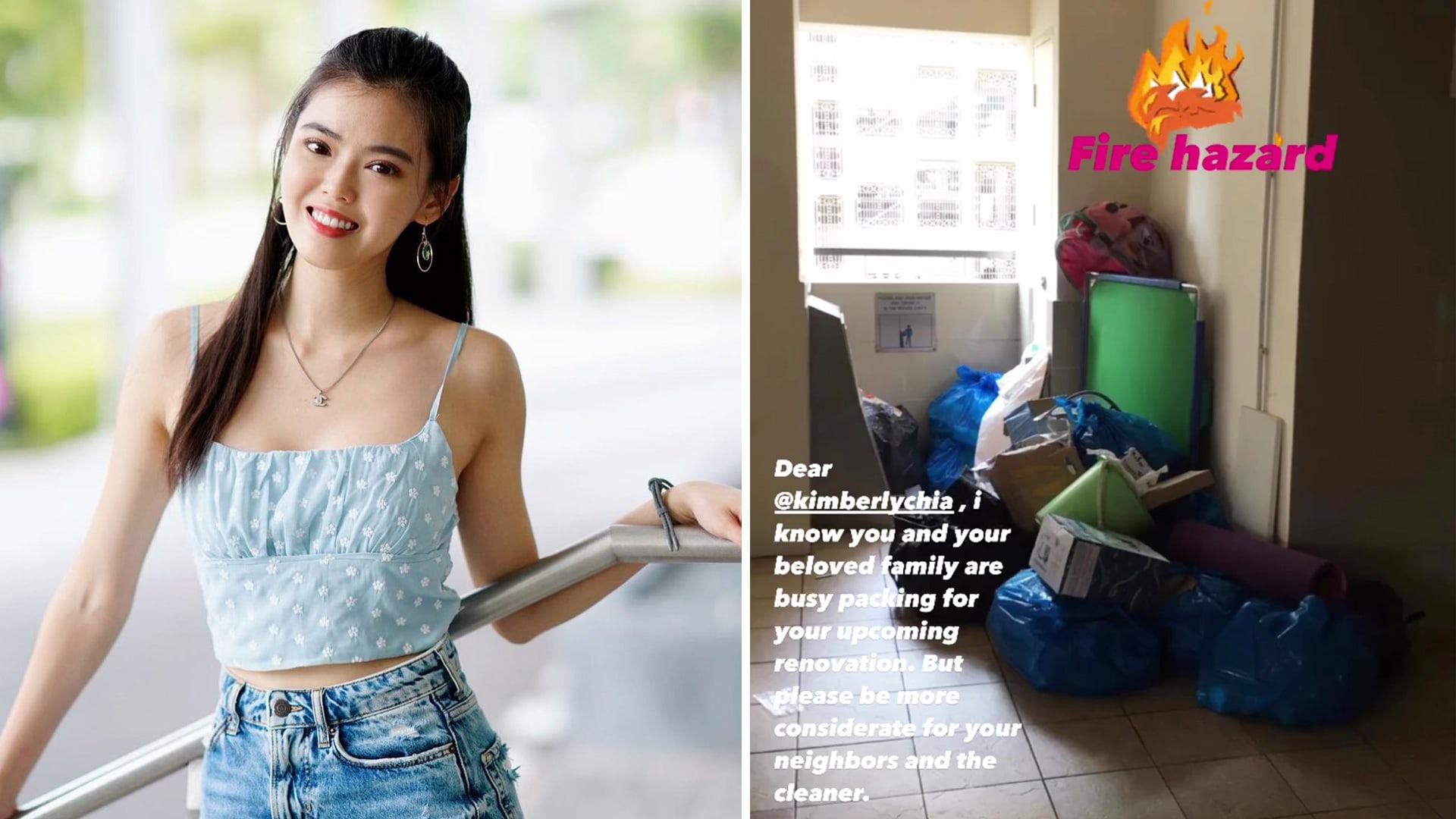 Kimberly Chia Apologises For Cluttering Corridor With Trash After Neighbour Complains On Social Media Kimberly Chia Apologises For Cluttering Corridor With Trash After Neighbour Complains On Social Media
