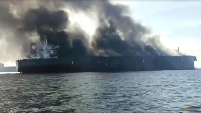 Three crew members missing after tanker catches fire off Malaysia