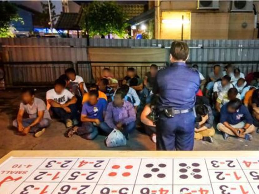 A total of 87 people were arrested in Geylang during a multi-agency operation that ended on March 26, 2017. Photo: Singapore Police Force