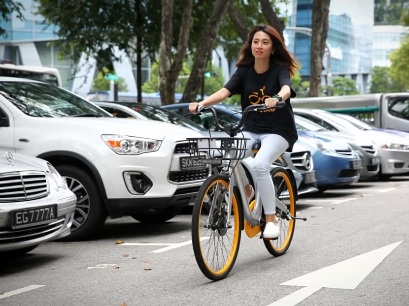 oBike, Singapore's first homegrown stationless smart bike-sharing company, has officially launched in Singapore following trials and feedback from the public over the last two months. Photo: Nuria Ling/TODAY oBike, Singapore's first homegrown stationless smart bike-sharing company, has officially launched in Singapore following trials and feedback from the public over the last two months. Photo: Nuria Ling/TODAY