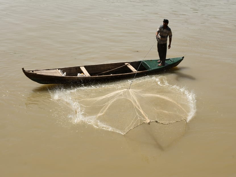 A fisheman throws his net in the Euphrates river, in Iraq's Shatrah district of the southern Dhi Qar province, on June 4, 2020. A fisheman throws his net in the Euphrates river, in Iraq's Shatrah district of the southern Dhi Qar province, on June 4, 2020.