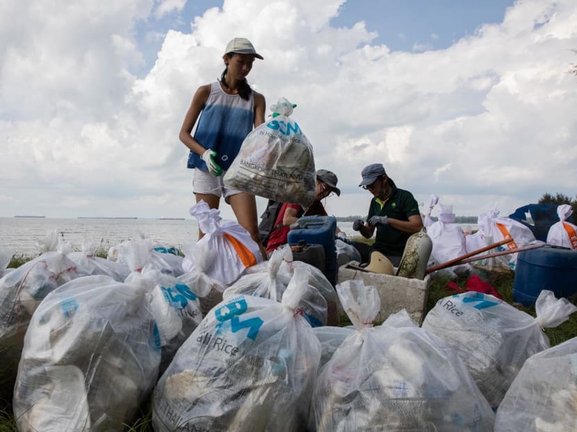Bags of marine litter collected by volunteers during a clean-up at Tanah Merah Beach on June 5, 2022. Bags of marine litter collected by volunteers during a clean-up at Tanah Merah Beach on June 5, 2022.
