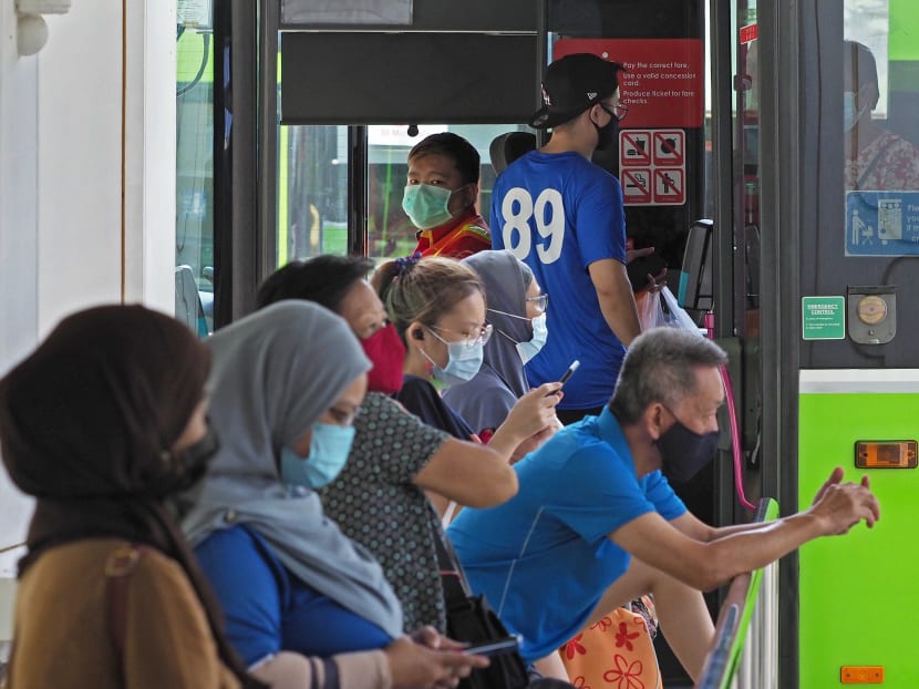 Commuters wearing masks at Pasir Ris bus interchange on April 16. The author notes that as asymptomatic carriers of Covid-19 can still be infectious, the wearing of masks is to protect others, not the wearer.