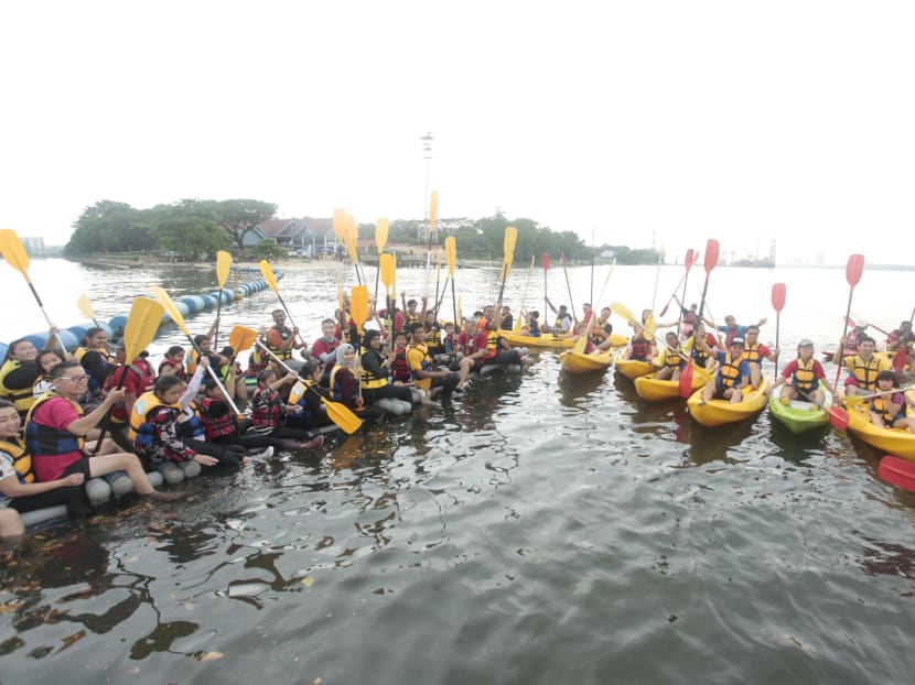 People enjoying a kayaking session at PA Water-Venture (Sembawang). NSmen will get special deals at these Water-Venture outlets, as well as Community Clubs; and also at various food and retail outlets. Photo: People's Association