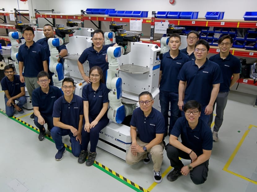 The management and staff of Sesto Robotics, an autonomous mobile robot fleet management startup which benefitted from the Startup SG Equity programme.
