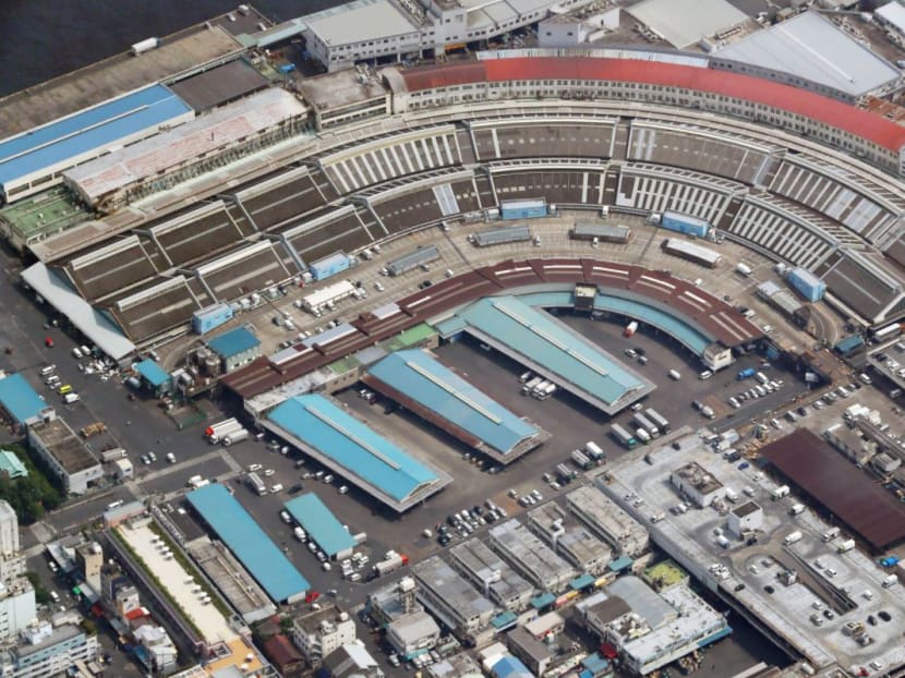An aerial view of Tokyo's Tsukiji fish market. Tokyo Gov Yuriko Koike said the same day that the metropolitan government will seek to redevelop the Tsukiji fish market site in five years, after moving the market to a designated relocation site in the nearby Toyosu area as planned.  Photo: Kyodo