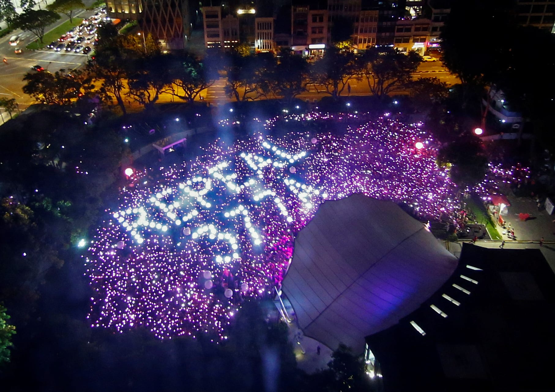 At the Speakers' Corner in Hong Lim Park in 2019, participants of Pink Dot, an annual event organised in support of the lesbian, gay, bisexual and transgender community, gathered in a formation that called for a repeal of Section 377A of the Penal Code.