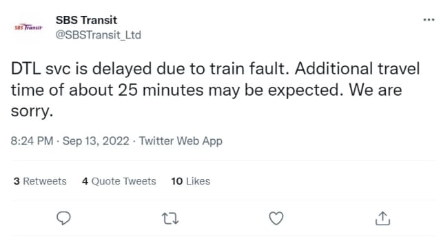 滨海市区线地铁故障 服务延误25分钟