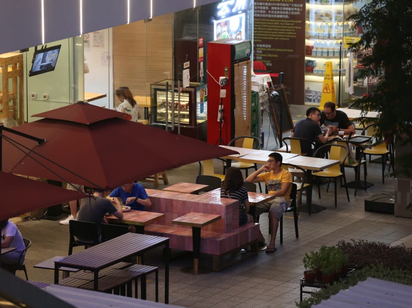 Diners at an eatery in Royal Square@Novena on July 20, 2021.