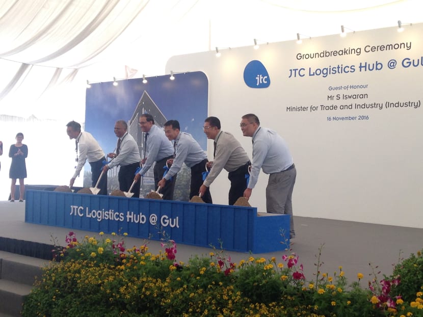 The groundbreaking ceremony for JTC Logistics Hub @ Gul on Nov 16, 2016. Photo: Angela Teng/TODAY