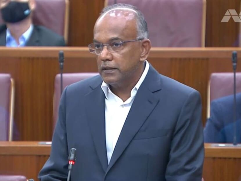 Law and Home Affairs Minister K Shanmugam answering a question in Parliament how press reports of ongoing trials of sex crimes are regulated.