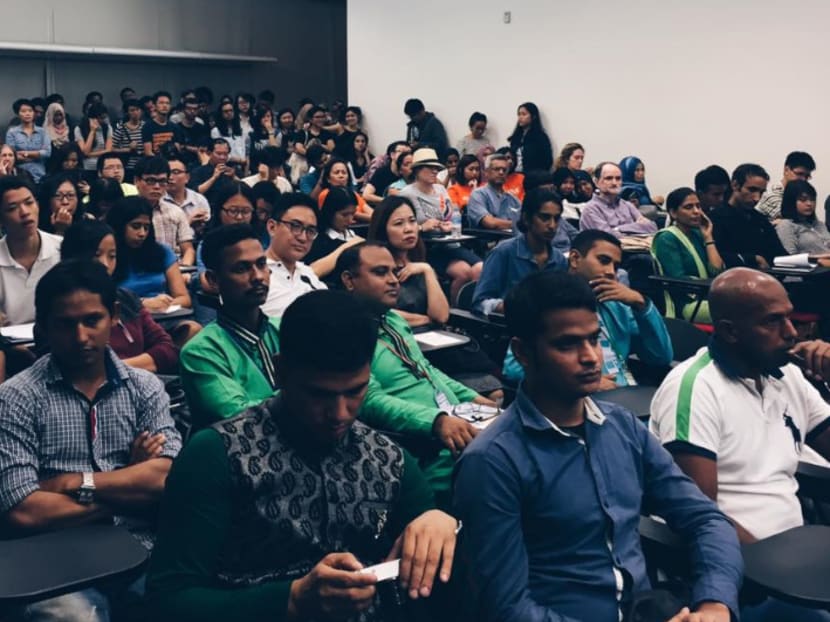 The turnout at the National Library for the Migrant Worker Poetry Competition. Photo: Migrant Worker Poetry Competition 2015/Facebook The turnout at the National Library for the Migrant Worker Poetry Competition. Photo: Migrant Worker Poetry Competition 2015/Facebook