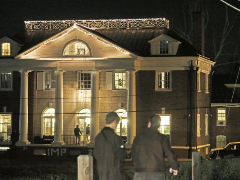 Students participating in rush pass by the Phi Kappa Psi house at the University of Virginia in Charlottesville, Virginia,on Jan 15, 2015. Photo: AP
